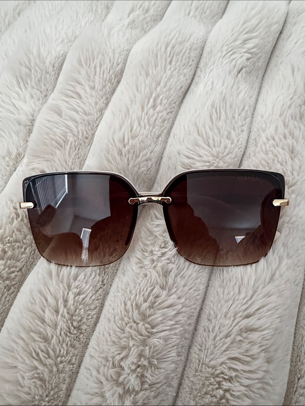 Maybach Brown Gradient Rimless Square Women's Sunglasses